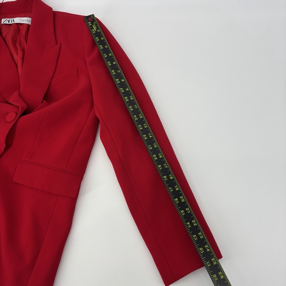 ZARA Womens Double Breasted Buttoned Blazer Bright Red Women's Small Oversized - Picture 8 of 8
